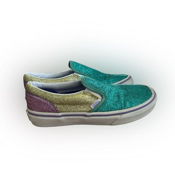 Vans Classic Slip On Glitter Sneakers Size Kids 3 Multicolor - Picture 3 of 7